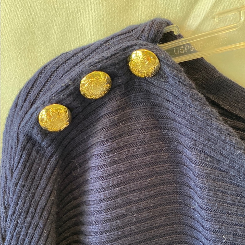 Ralph Lauren Deep Blue Button-Shoulder Sweater - Picture 3 of 9